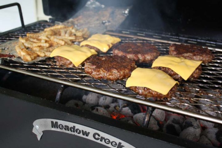 Grilling Fries and Burgers on SQ36 Smoker