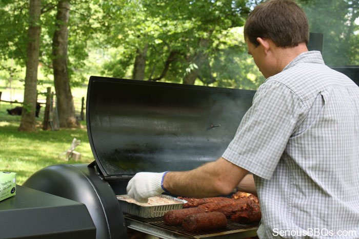 Lavern Cooking on a Meadow Creek Smoker