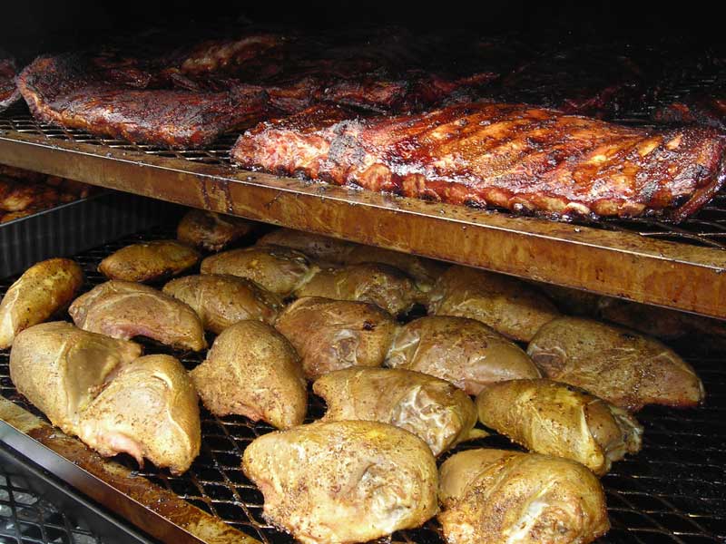 Smoked Ribs and Chicken on a Meadow Creek Tank Smoker