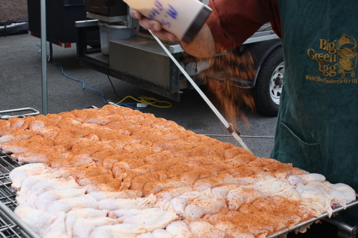 Seasoning Chicken on Meadow Creek Chicken Cooker